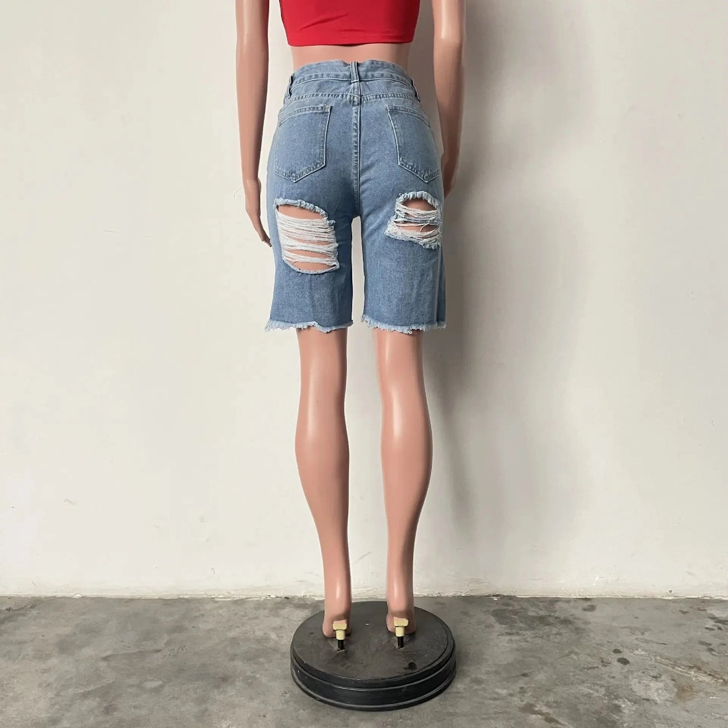 Women's Pants Distressed Jeans Denim Shorts Pants Ladies Jeans Cut Out Ripped Holes Women Jeans trousers