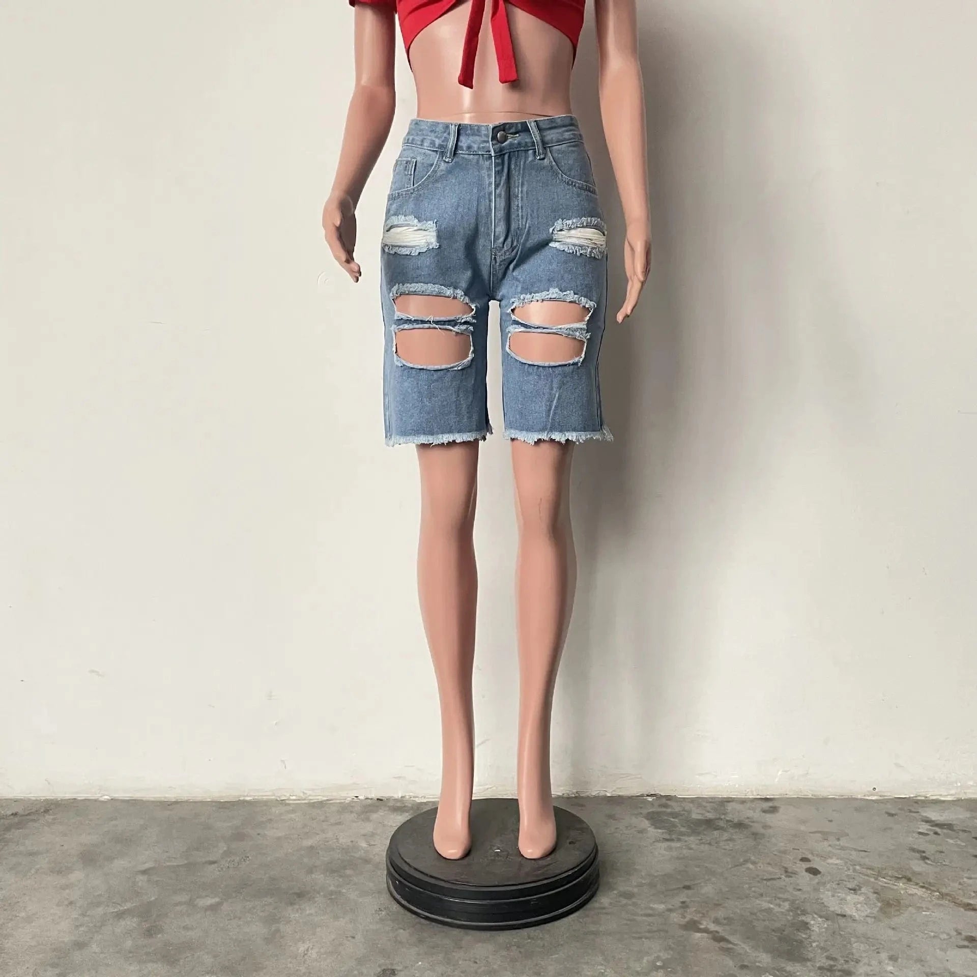 Women's Pants Distressed Jeans Denim Shorts Pants Ladies Jeans Cut Out Ripped Holes Women Jeans trousers