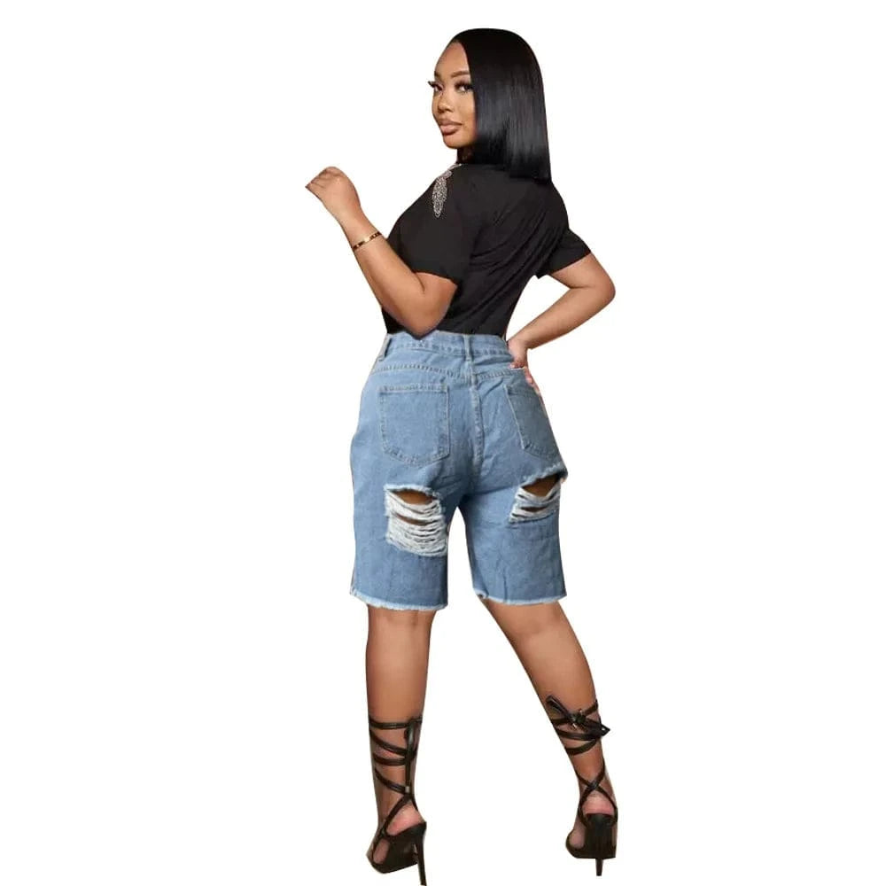 Women's Pants Distressed Jeans Denim Shorts Pants Ladies Jeans Cut Out Ripped Holes Women Jeans trousers