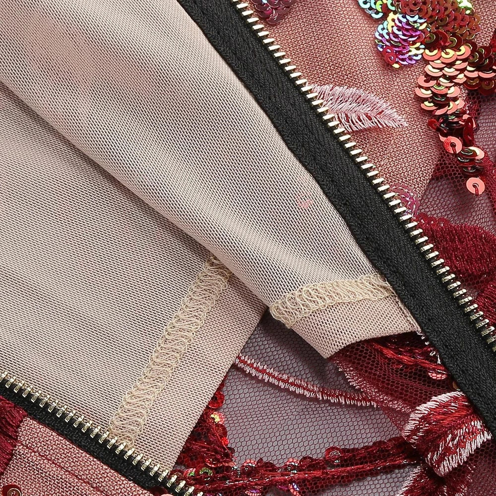 Women's Print One-Line Shoulder Sleeveless Slim Sexy Ankle-Length Dress Lace Embroidery Flowers Colorful Sequins Elegant Dress