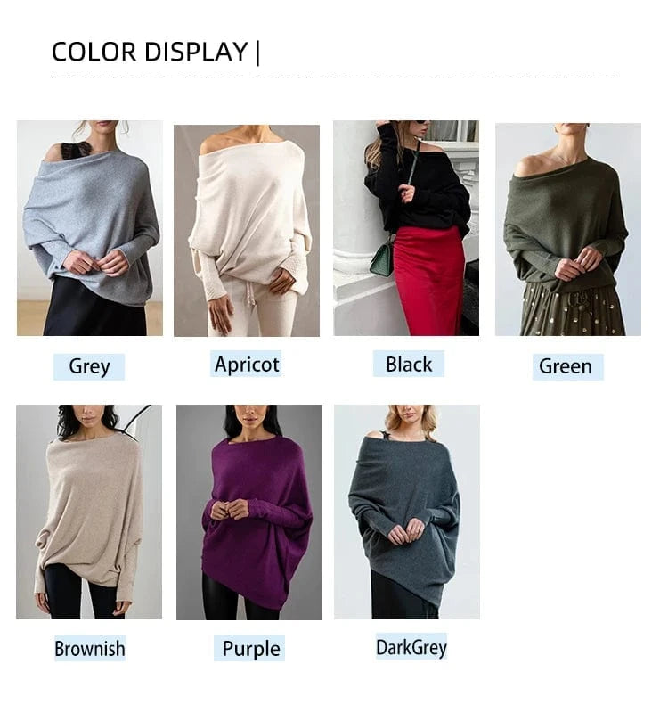 Women's Ribbed Knit Jumper Set Casual Bat Sleeve round Neck Simple Versatile Autumn Winter Knitwear 2024 New Headwear Included