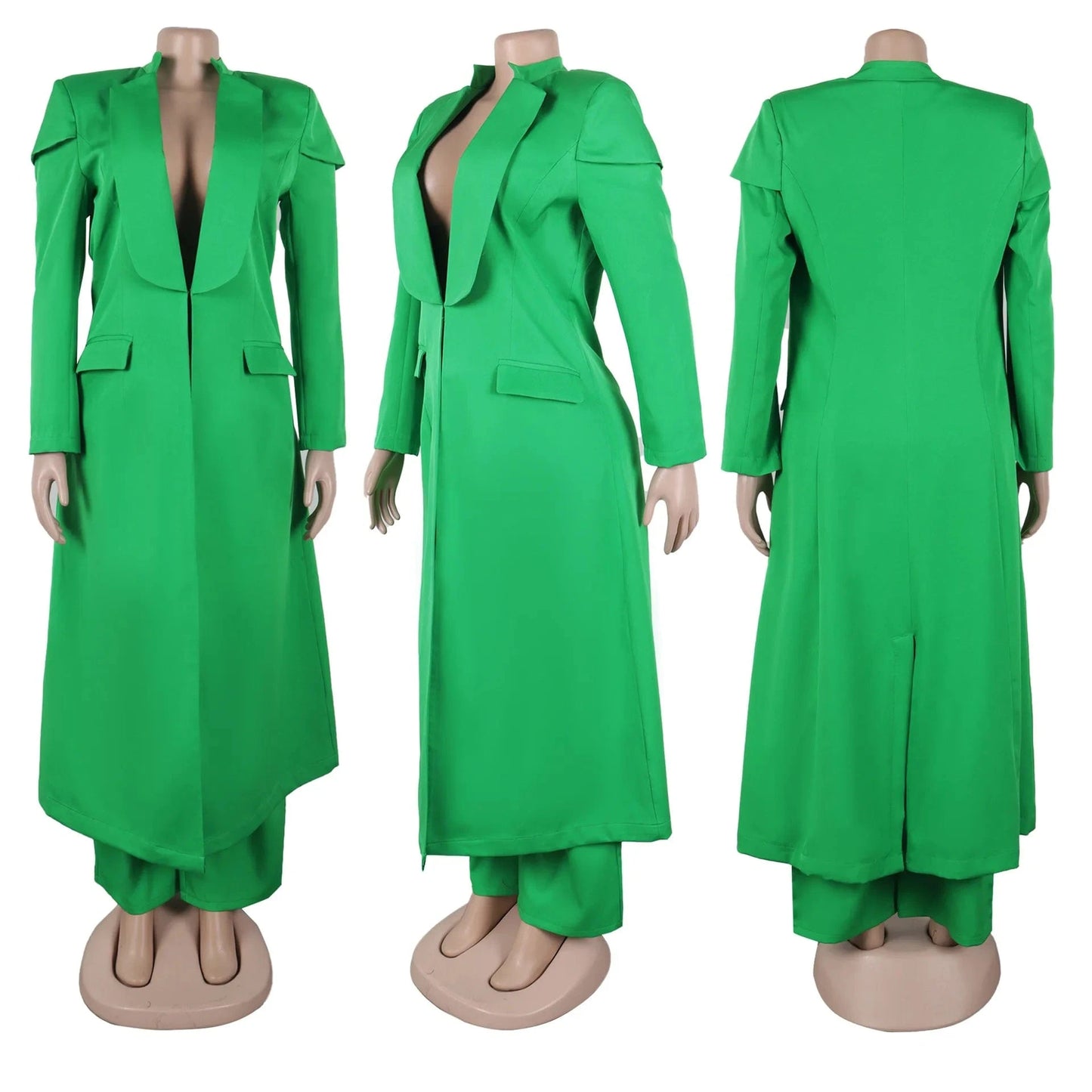 Women's Set Full Sleeve X-Long Blazer Coat+ Long Pant Suit 2025 Spring Streetwear Two 2 Piece Set Africa OL Work Outfits
