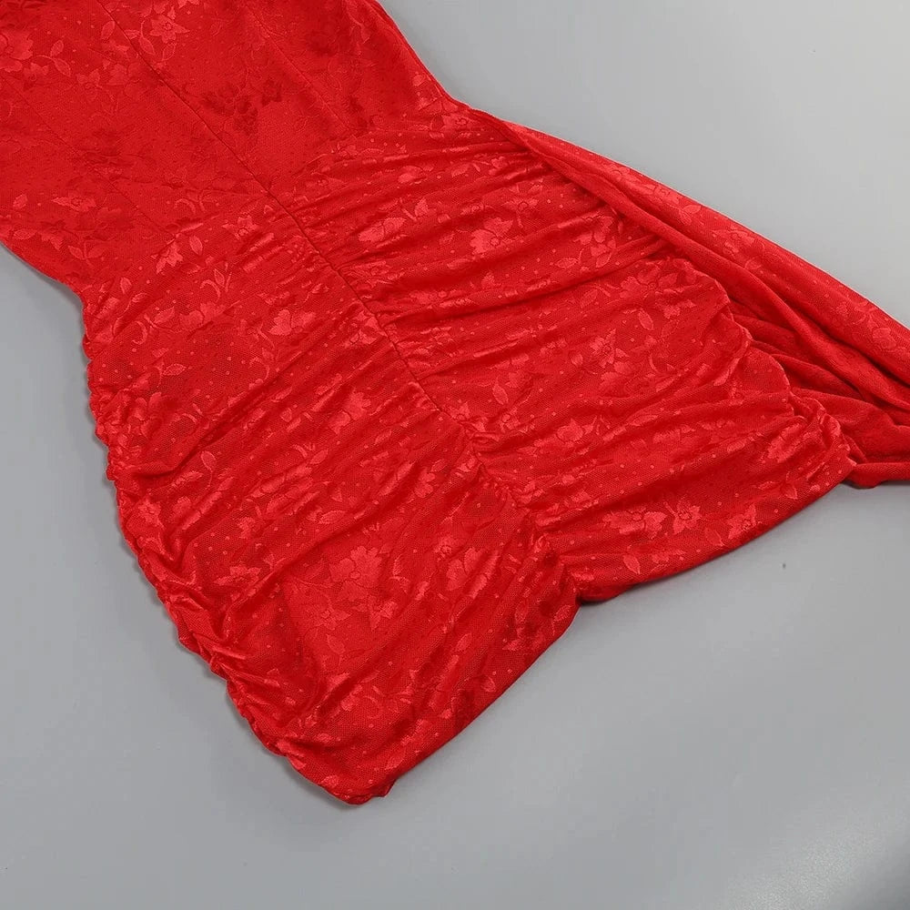 Women's Sexy Lace Spice Girl Dress Haute Sense Hollow Out Irregular Pure Desire Dress Luxury Temperament Evening Party Dress