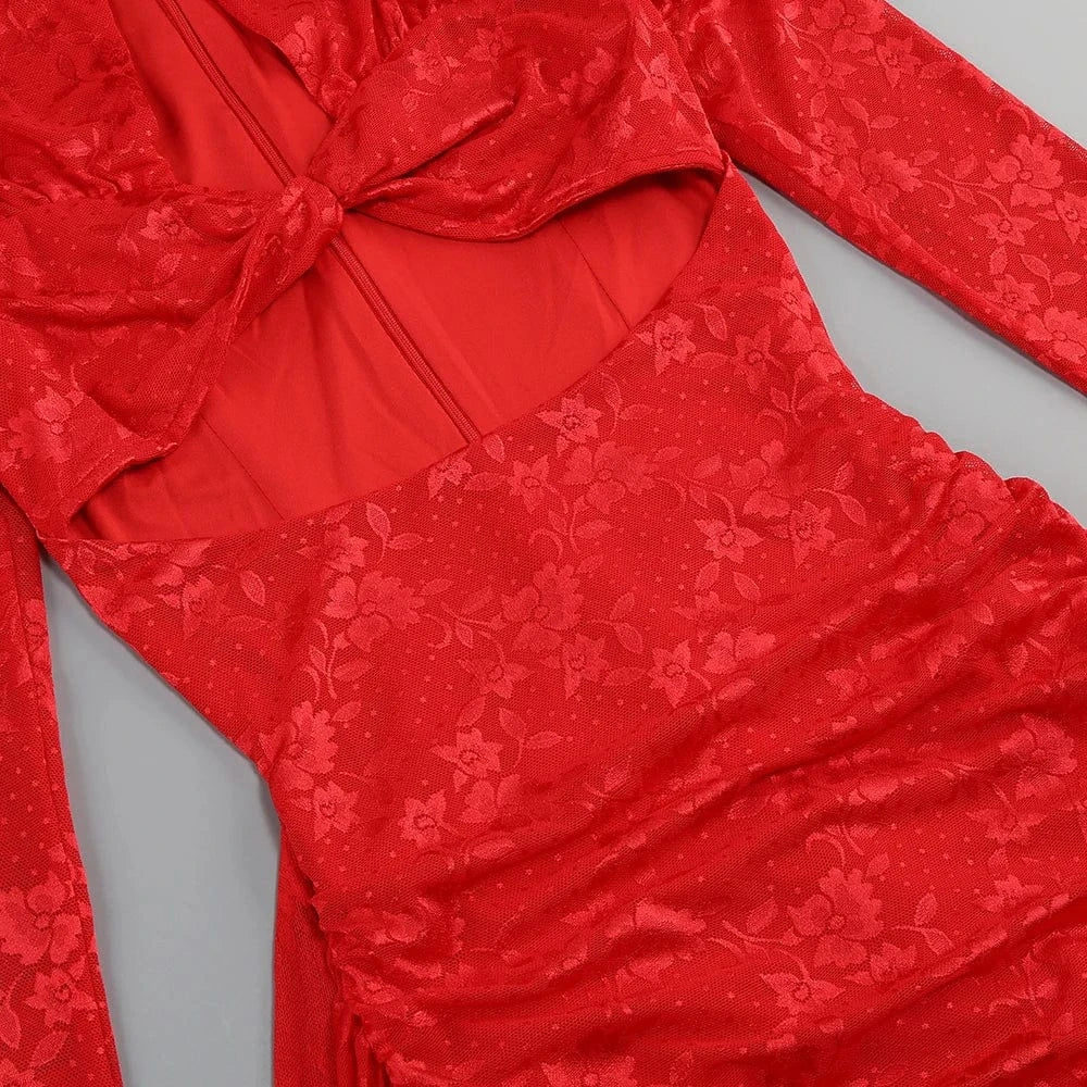 Women's Sexy Lace Spice Girl Dress Haute Sense Hollow Out Irregular Pure Desire Dress Luxury Temperament Evening Party Dress