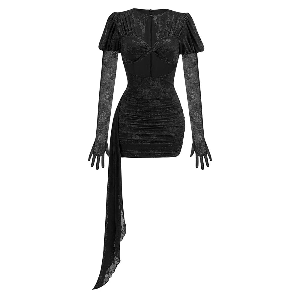 Women's Sexy Lace Spice Girl Dress Haute Sense Hollow Out Irregular Pure Desire Dress Luxury Temperament Evening Party Dress