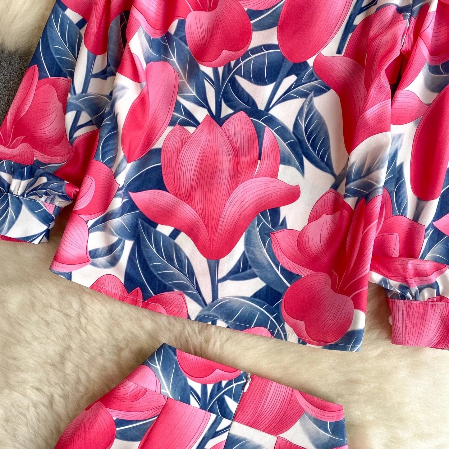 Women's Shirts Fashionable With A Split Half Skirt Temperament Two-Piece Dress