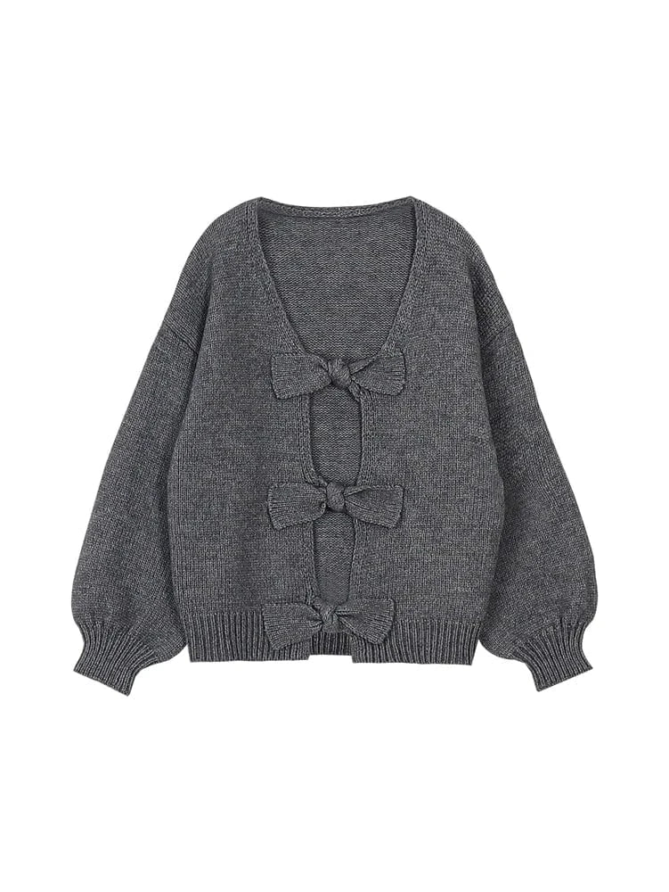Women's Solid Color Bow Cardigan 2025 Autumn Winter Collection Casual Warm Office Wear Home Comfort Fashion Best Choice