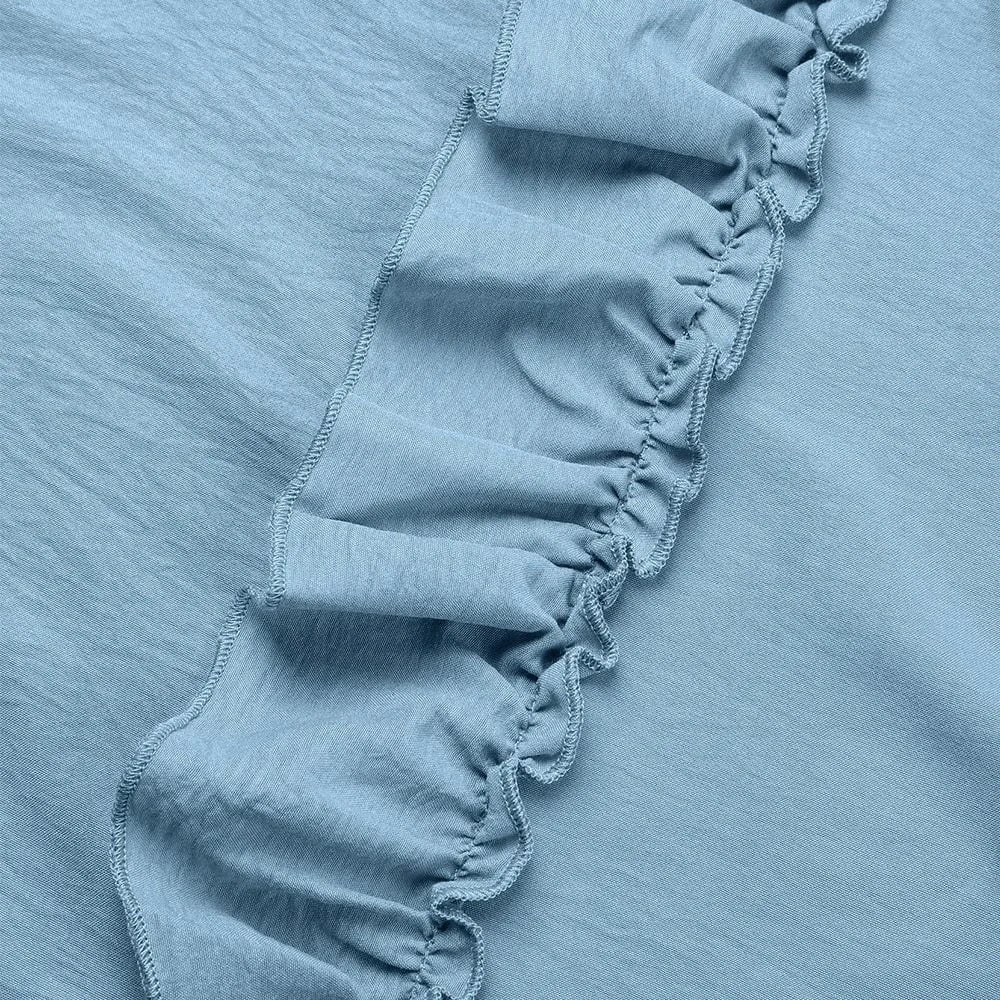 Women's Solid Sleeveless V-Neck Ruffle A-Line Maxi Dress Summer Ladies Casual Loose Beach Holiday Vacation Sundress Size S-2XL