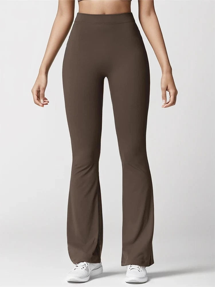 Women's Sports Yoga Pants Pleated Flared Pants  V-Back Butt-Lifting Wide Leg High Waist 31.5 Inches Fitness Sports Yoga Pants