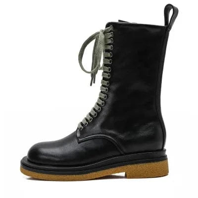Women's spring and autumn British style short boots single boots thick-soled mid-tube women's boots