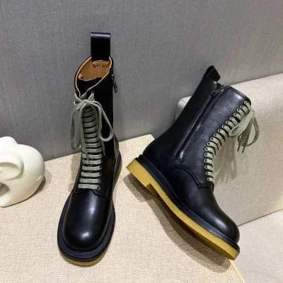 Women's spring and autumn British style short boots single boots thick-soled mid-tube women's boots