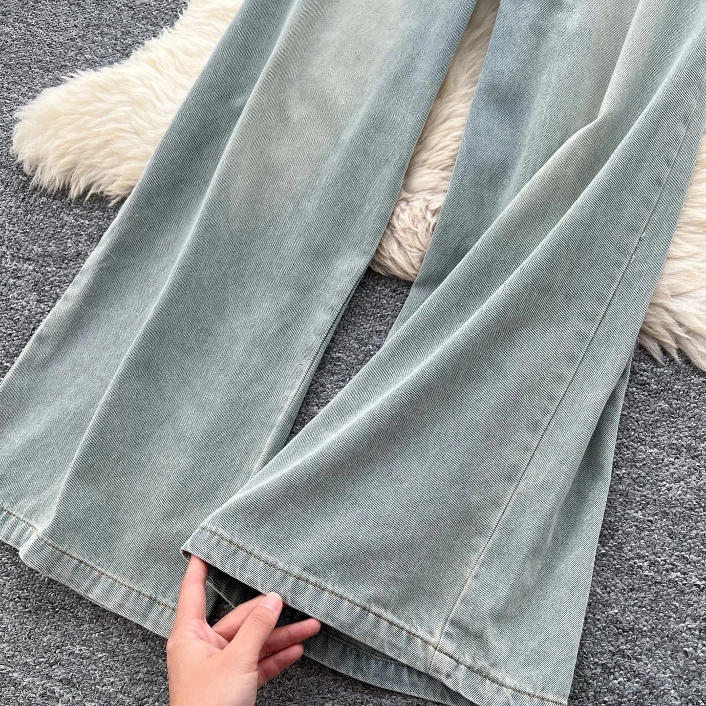 Women'S Summer Fashion Lapel Single-Breasted Waisted Denim Wide Leg Casual Jumpsuit