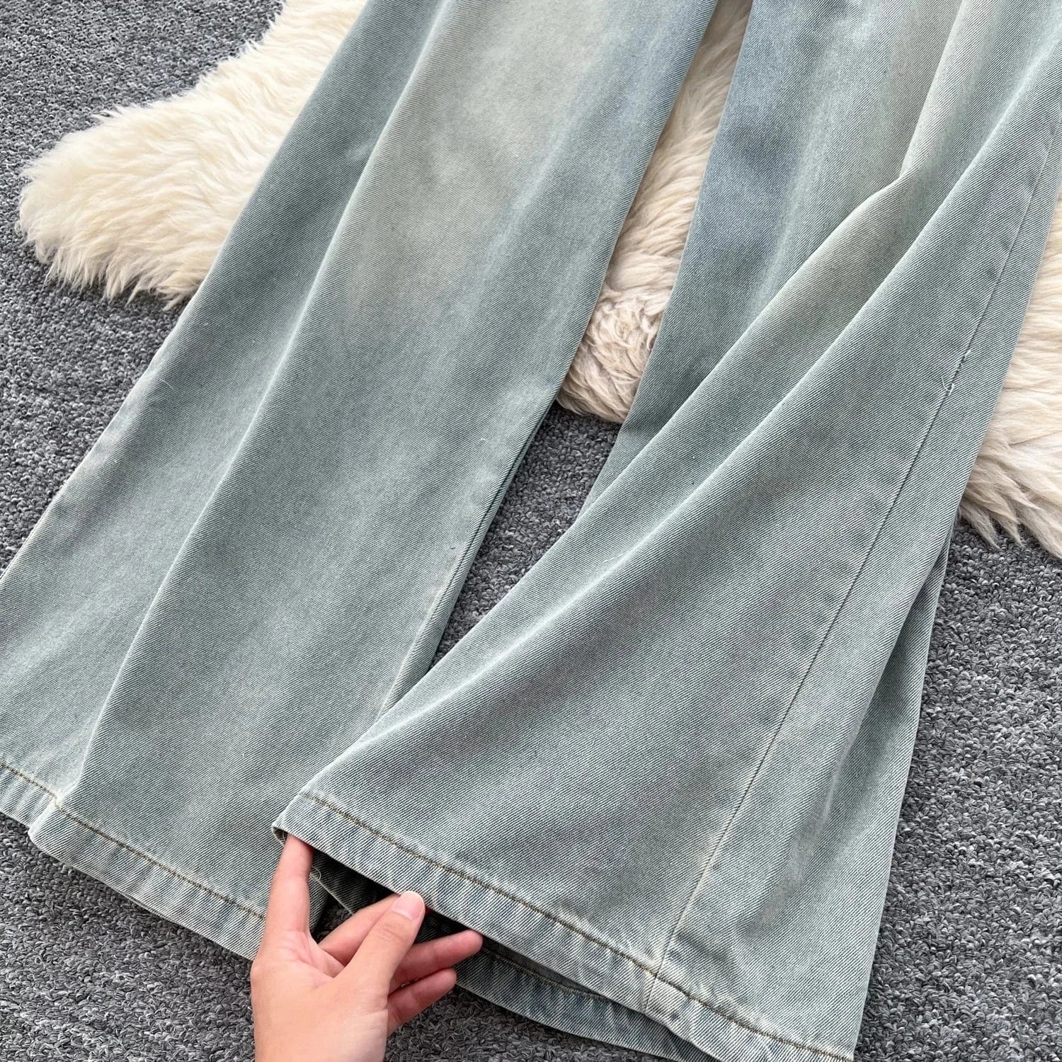 Women'S Summer Fashion Lapel Single-Breasted Waisted Denim Wide Leg Casual Jumpsuit
