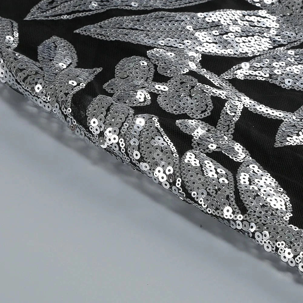 Women's Summer New Casual O-Neck Dress Sexy Skirt Hem Slit Hollow Backless Lace-up Fashion Sequins Loose Dress Evening Party