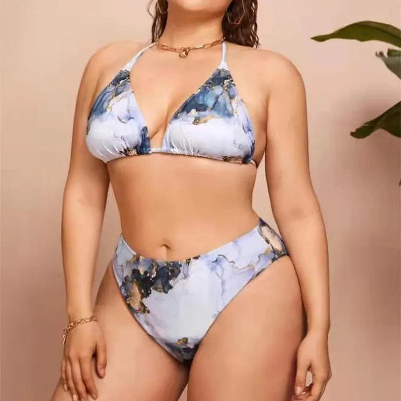 Women's Swimsuit Plus Size Print Floral Active Two-Piece Bikini Beachwear 2023