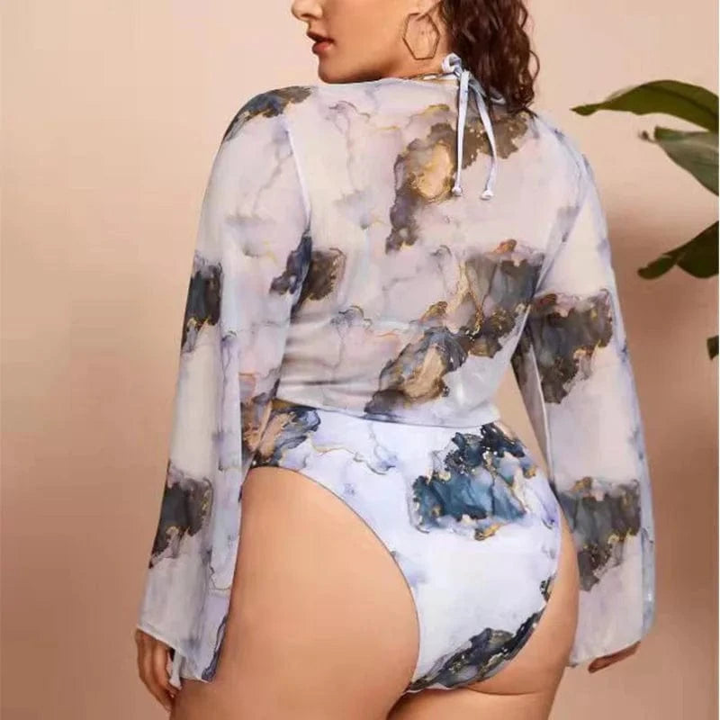 Women's Swimsuit Plus Size Print Floral Active Two-Piece Bikini Beachwear 2023