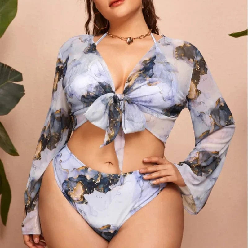 Women's Swimsuit Plus Size Print Floral Active Two-Piece Bikini Beachwear 2023