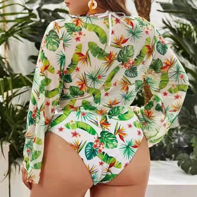 Women's Swimsuit Plus Size Print Floral Active Two-Piece Bikini Beachwear 2023