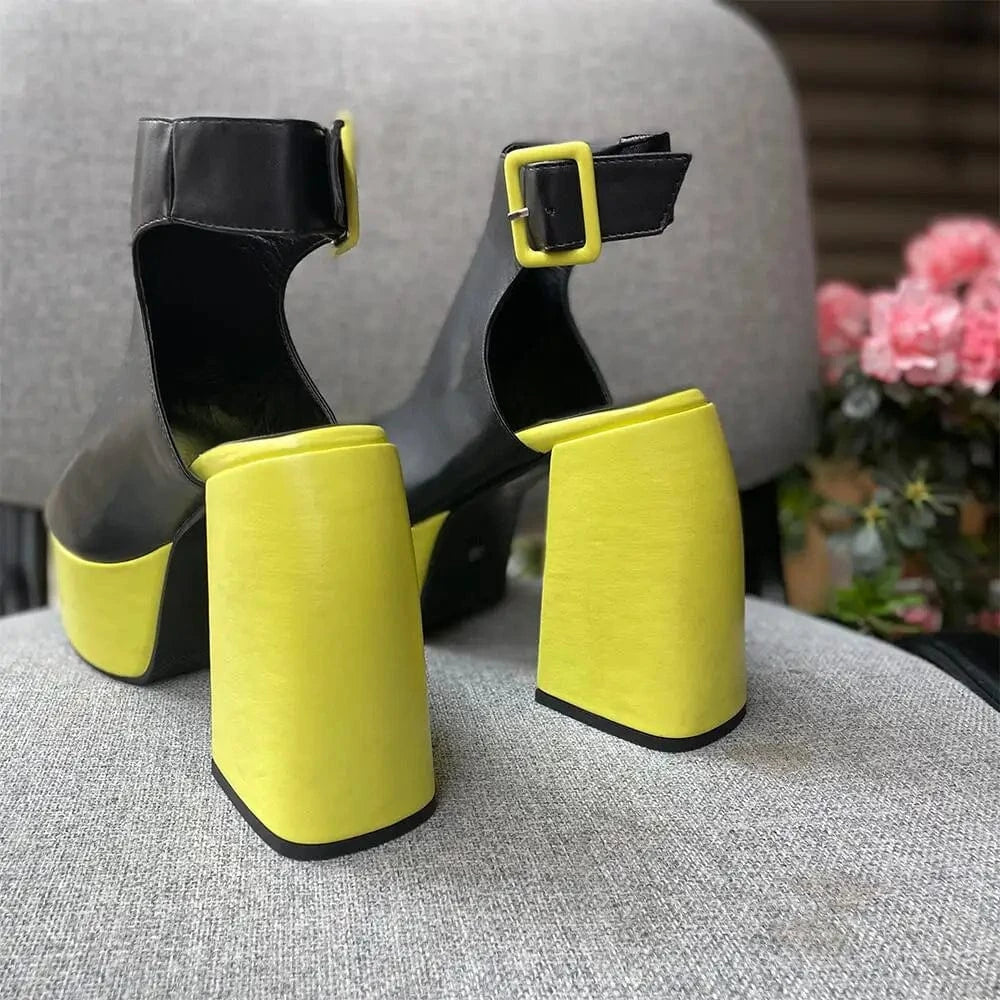 Women sandals 2022 High Heels Tacones Mujer platform Black Fashion fish mouth buckle Street Shooting Punk Shoes