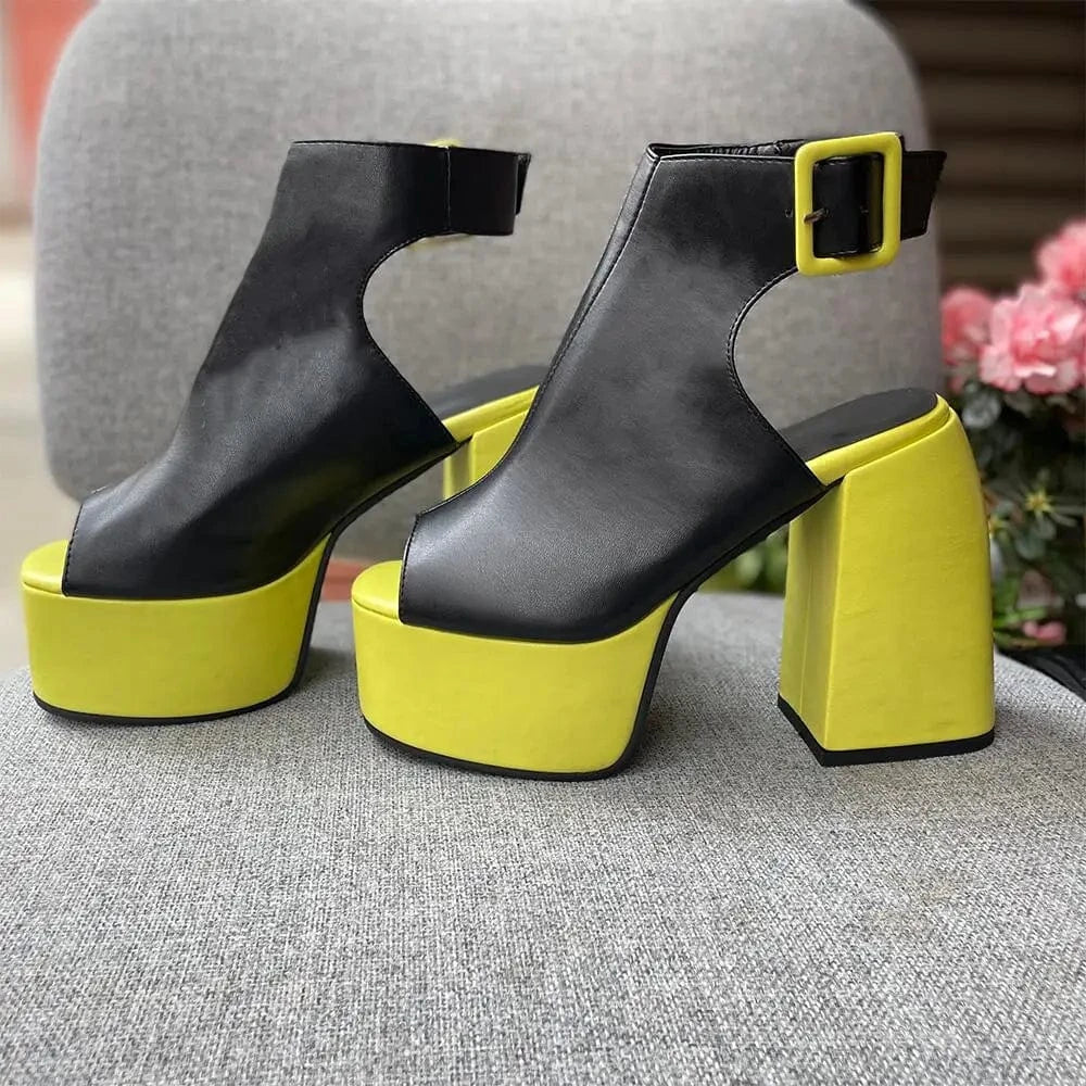 Women sandals 2022 High Heels Tacones Mujer platform Black Fashion fish mouth buckle Street Shooting Punk Shoes