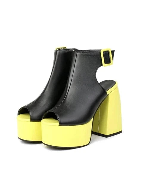 Women sandals 2022 High Heels Tacones Mujer platform Black Fashion fish mouth buckle Street Shooting Punk Shoes