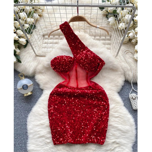 Women Sequined Halter Neck Sleeveless Bodycon Mesh Patchwork Mini Midi Dress 2024 Summer Sexy Club Party Evening Dresses