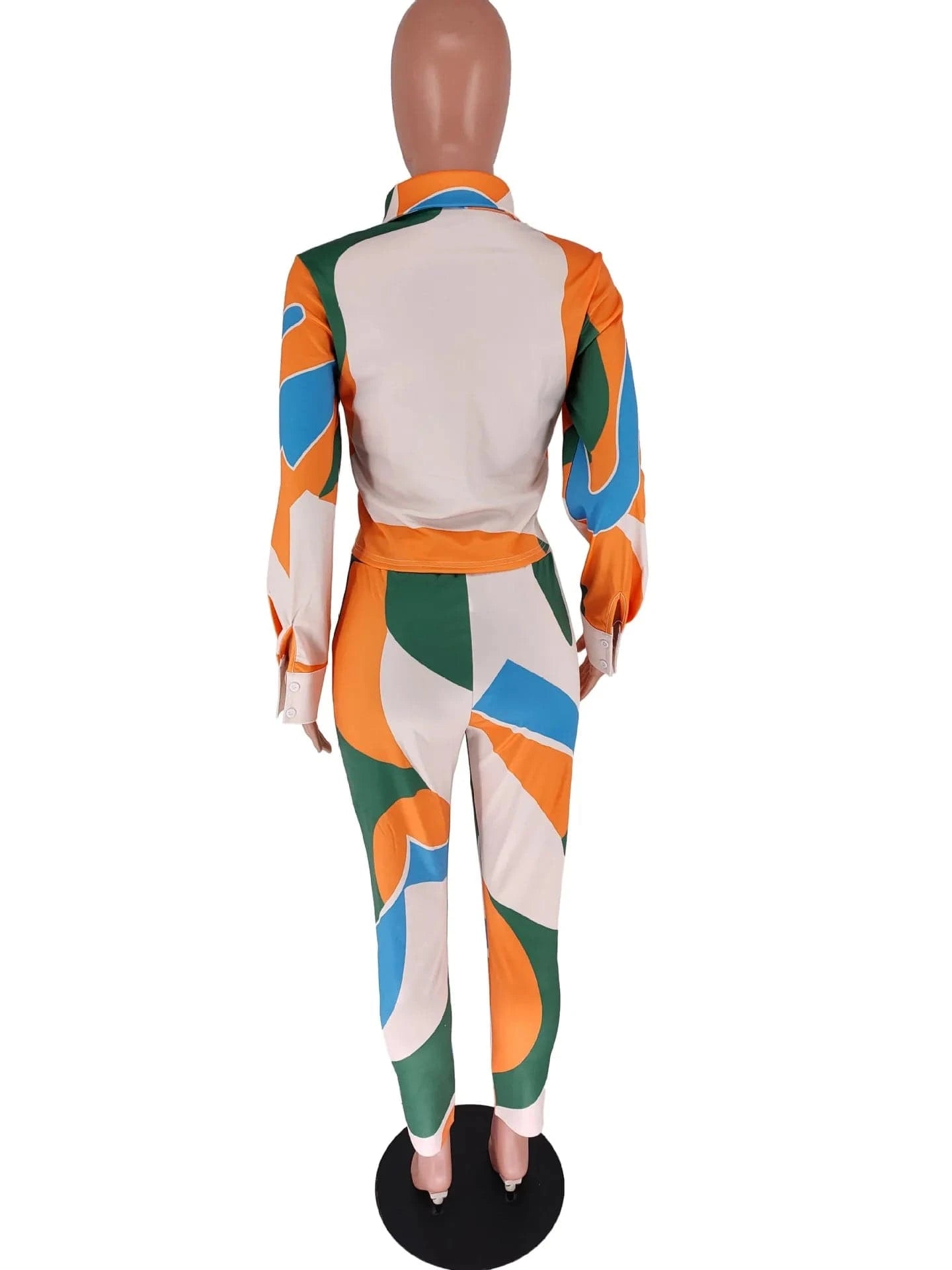 Women Set Printing Shirt 2 Pieces Set Casual Long Sleeves Button Tied Outfit Sets for Fall 2022 Women Clothes