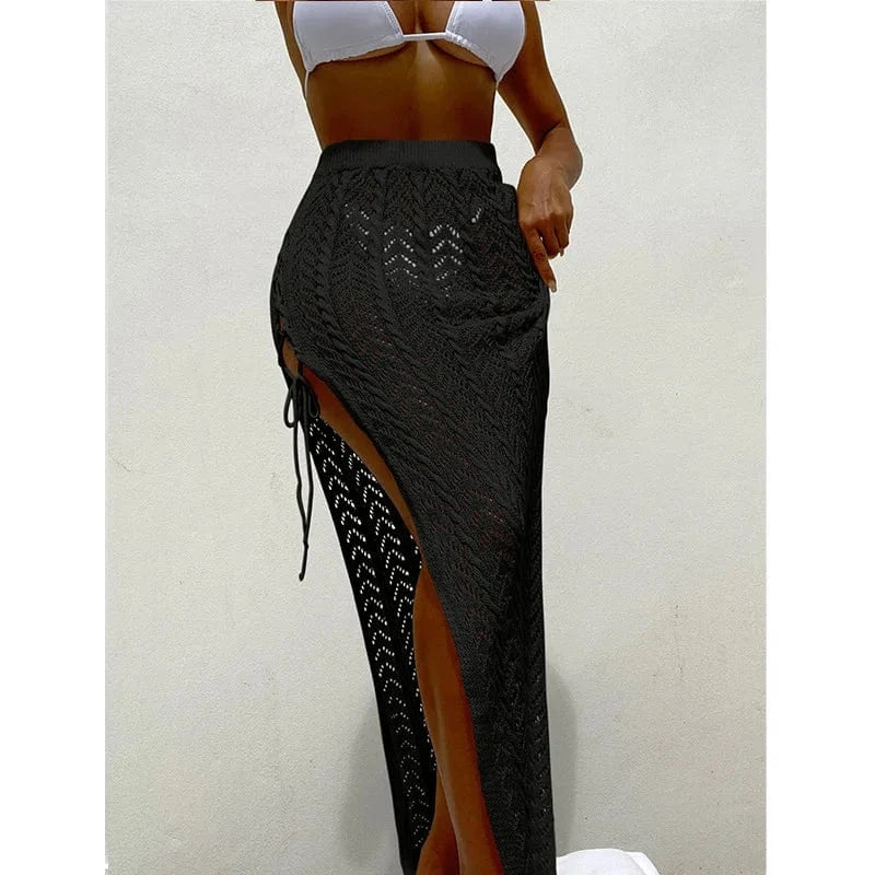 Women Sexy High Leg Cut Crochet Beach Cover Up Beachwear 2024 New Summer Outfits Club Dresses
