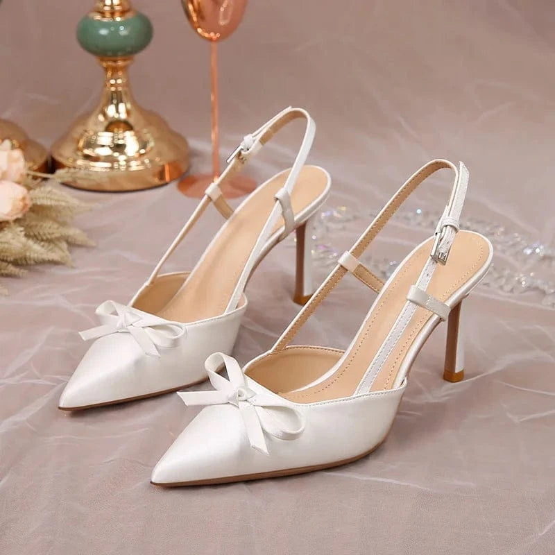 Women Sexy Summer Casual Pointed Toe Sandals Bowknot Ankle Strap Wrap Toe Sandals for Bridals