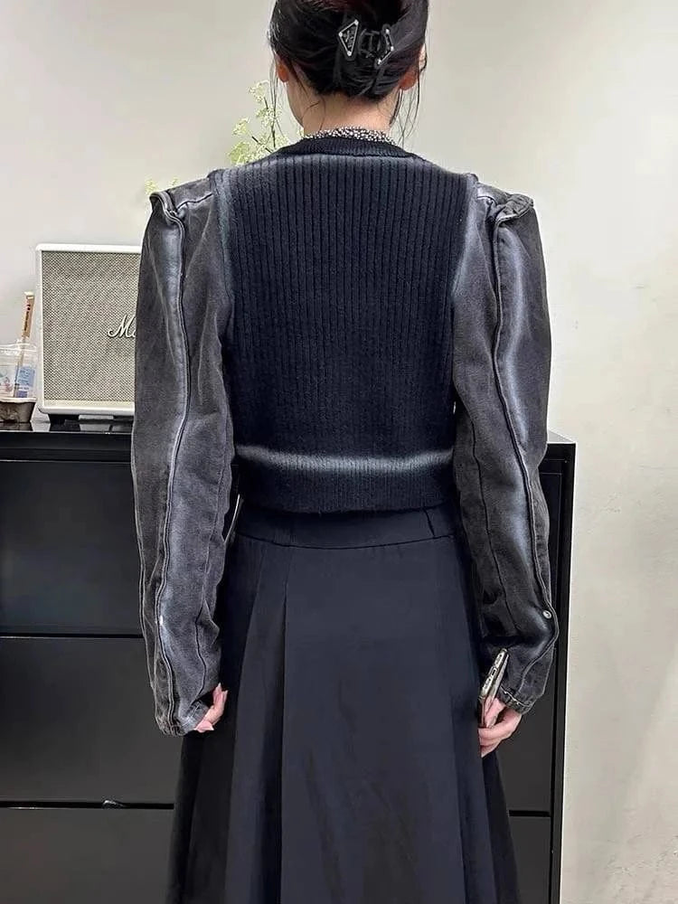 Women Spring Suit 2024 New Casual Cardigan Blouse Denim Pants Matching Set Elegant Knitted Sweater Jeans 2 Piece