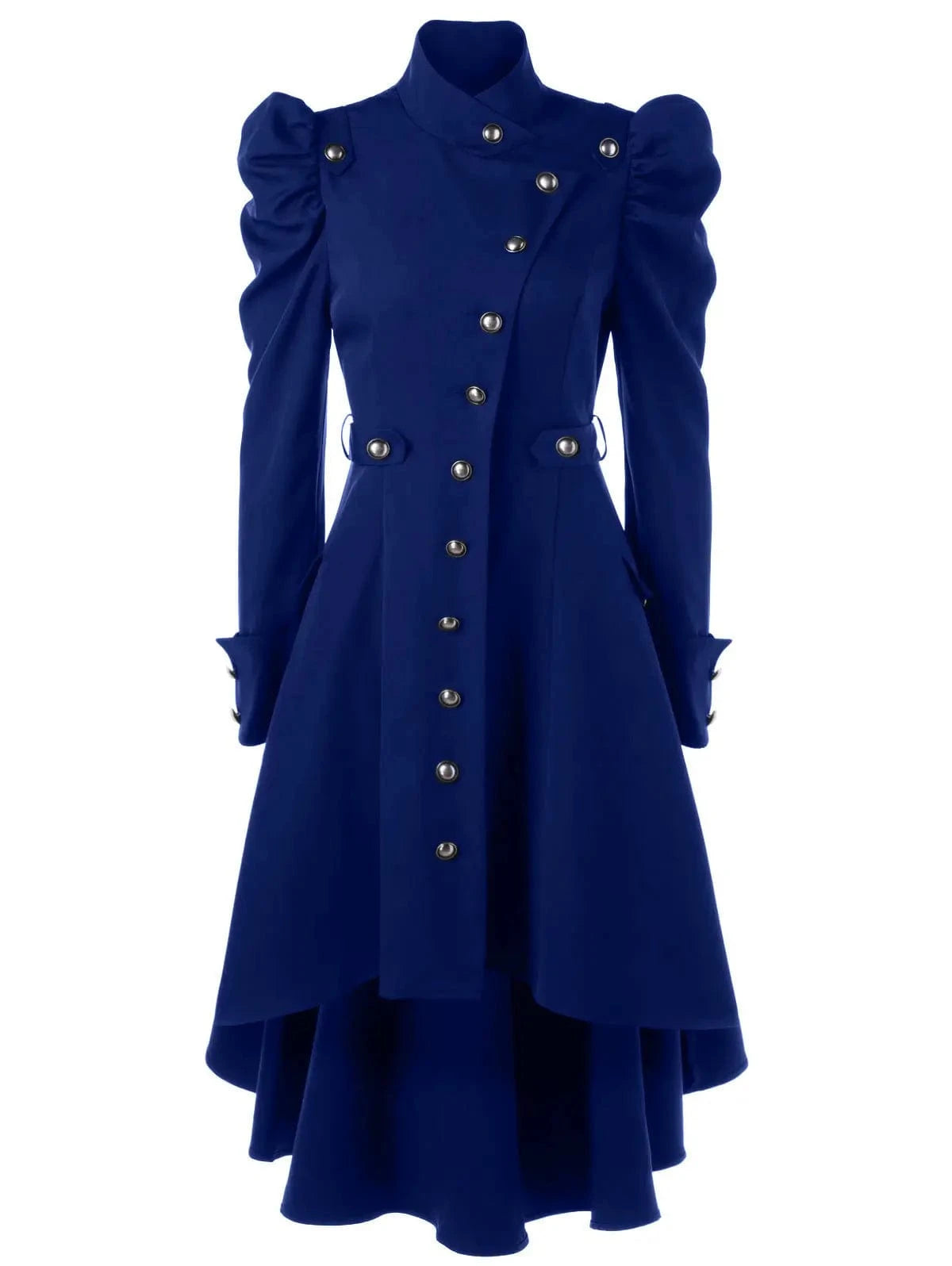 Women Stand-up Collar Slim Fit British Style Sheep Hooves Sleeve Mid-Length Trench Coat Gothic Medieval Coat