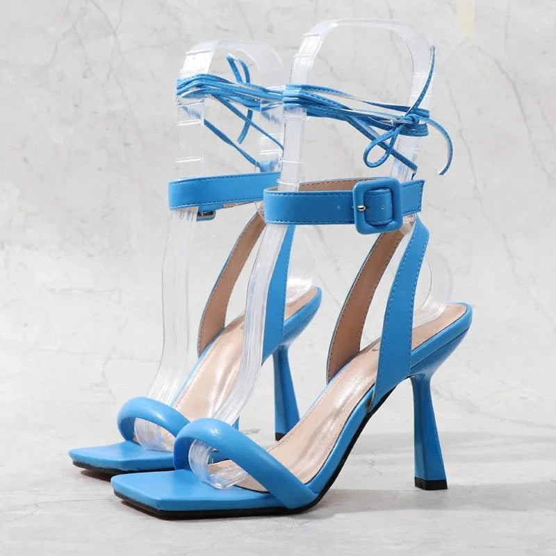 Women Summer Casual Peep Toe High Heels Sandals Ladies Strappy Sexy Stiletto Heels Sandals