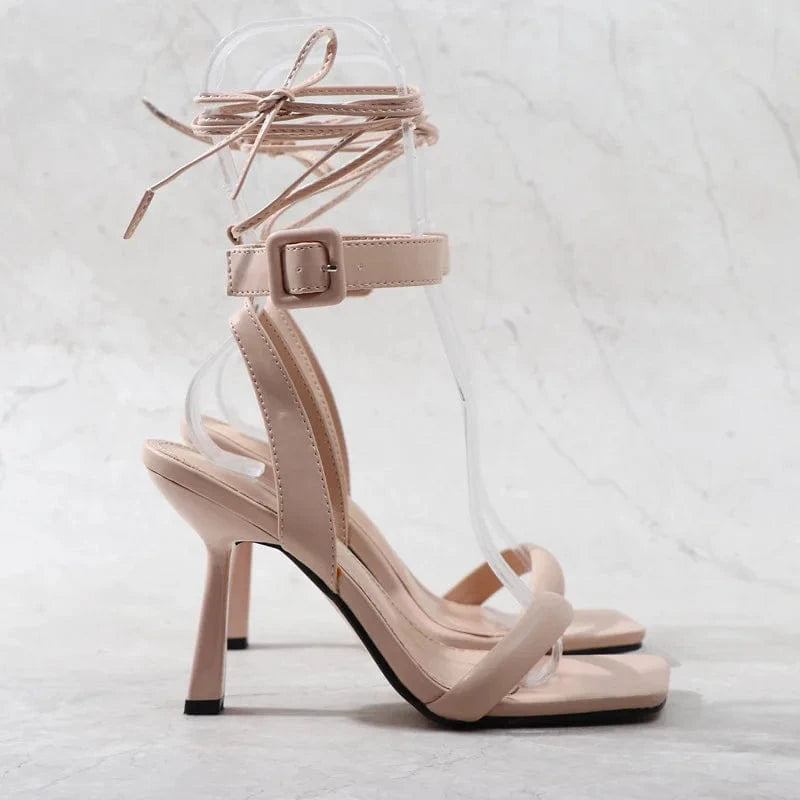 Women Summer Casual Peep Toe High Heels Sandals Ladies Strappy Sexy Stiletto Heels Sandals