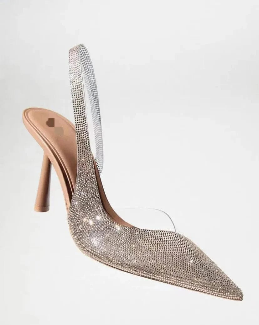 Women summer Casual Sandals PVC Rhinestones High Heeled Slippers Women High Heel Sandals Customized Sandals With Logo