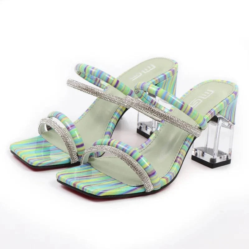 Women Summer Casual Transparent High Heels Sandals Luxury Rhinestone Bohemian Style Beach Sandals