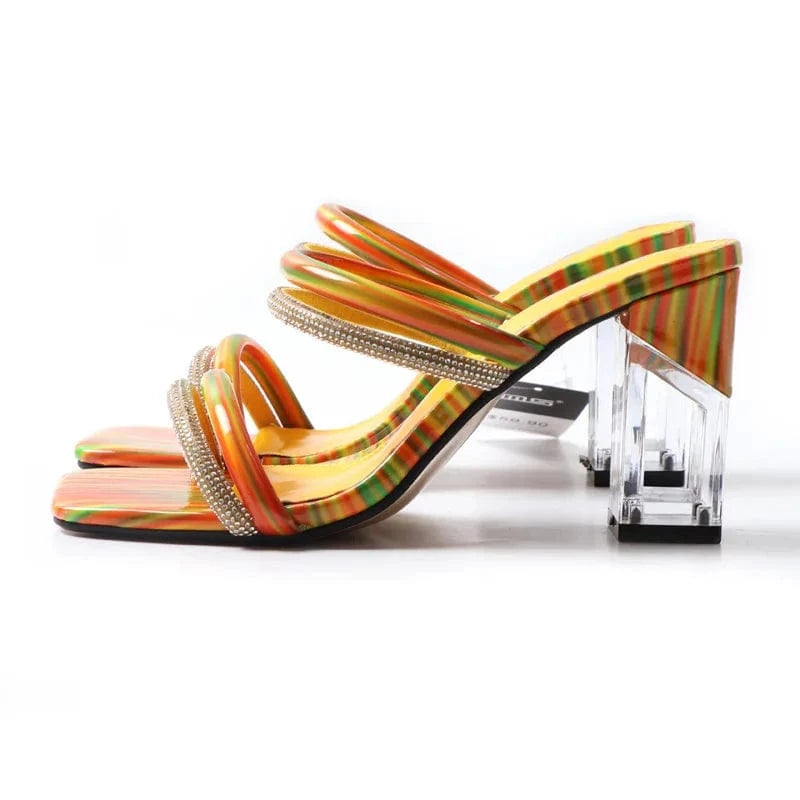 Women Summer Casual Transparent High Heels Sandals Luxury Rhinestone Bohemian Style Beach Sandals