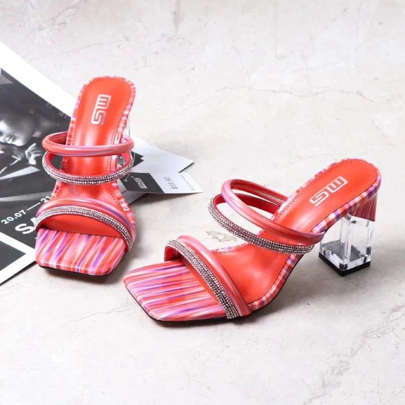 Women Summer Casual Transparent High Heels Sandals Luxury Rhinestone Bohemian Style Beach Sandals