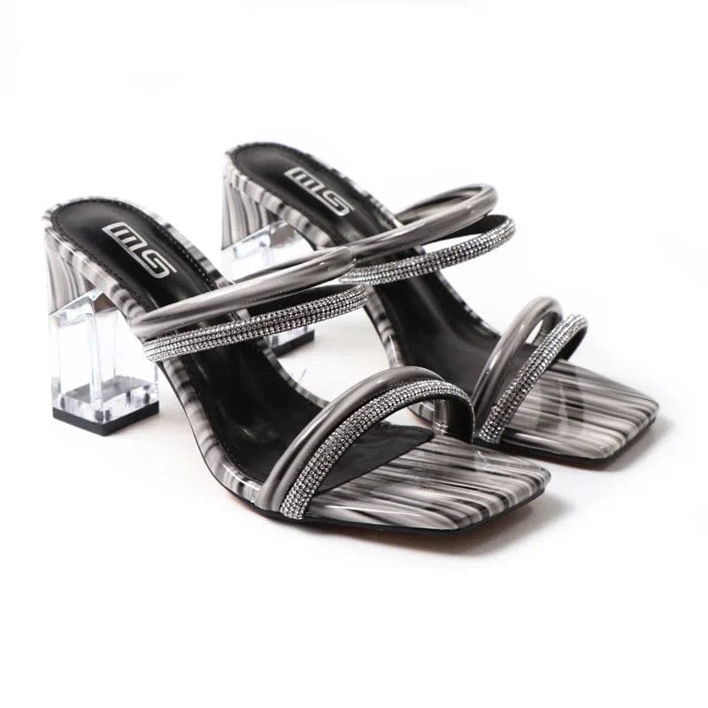 Women Summer Casual Transparent High Heels Sandals Luxury Rhinestone Bohemian Style Beach Sandals