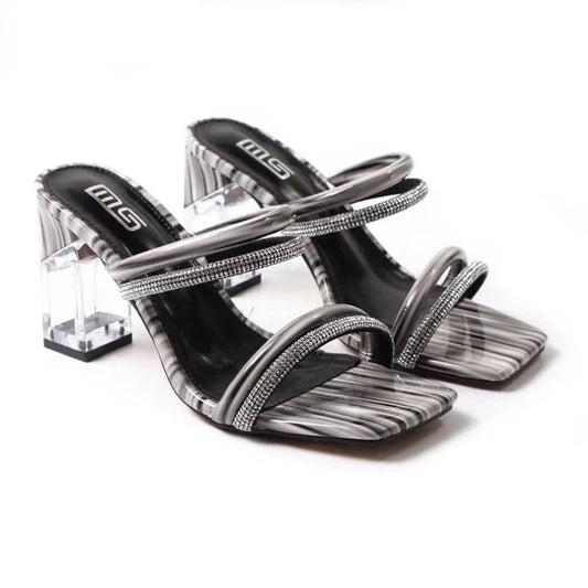 Women Summer Casual Transparent High Heels Sandals Luxury Rhinestone Bohemian Style Beach Sandals