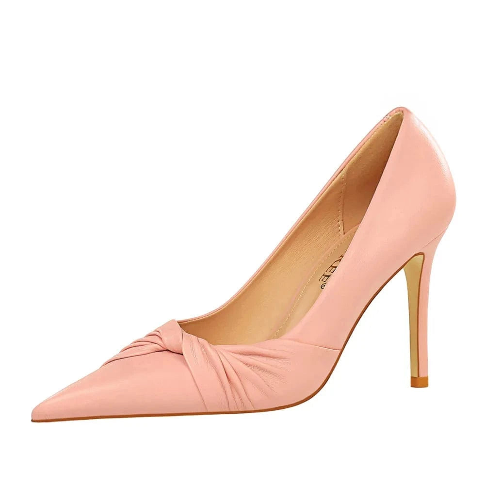 Women Summer Casual Wrapped Front Knot High Heeled Pumps Ladies Shallow Stilettos for Office