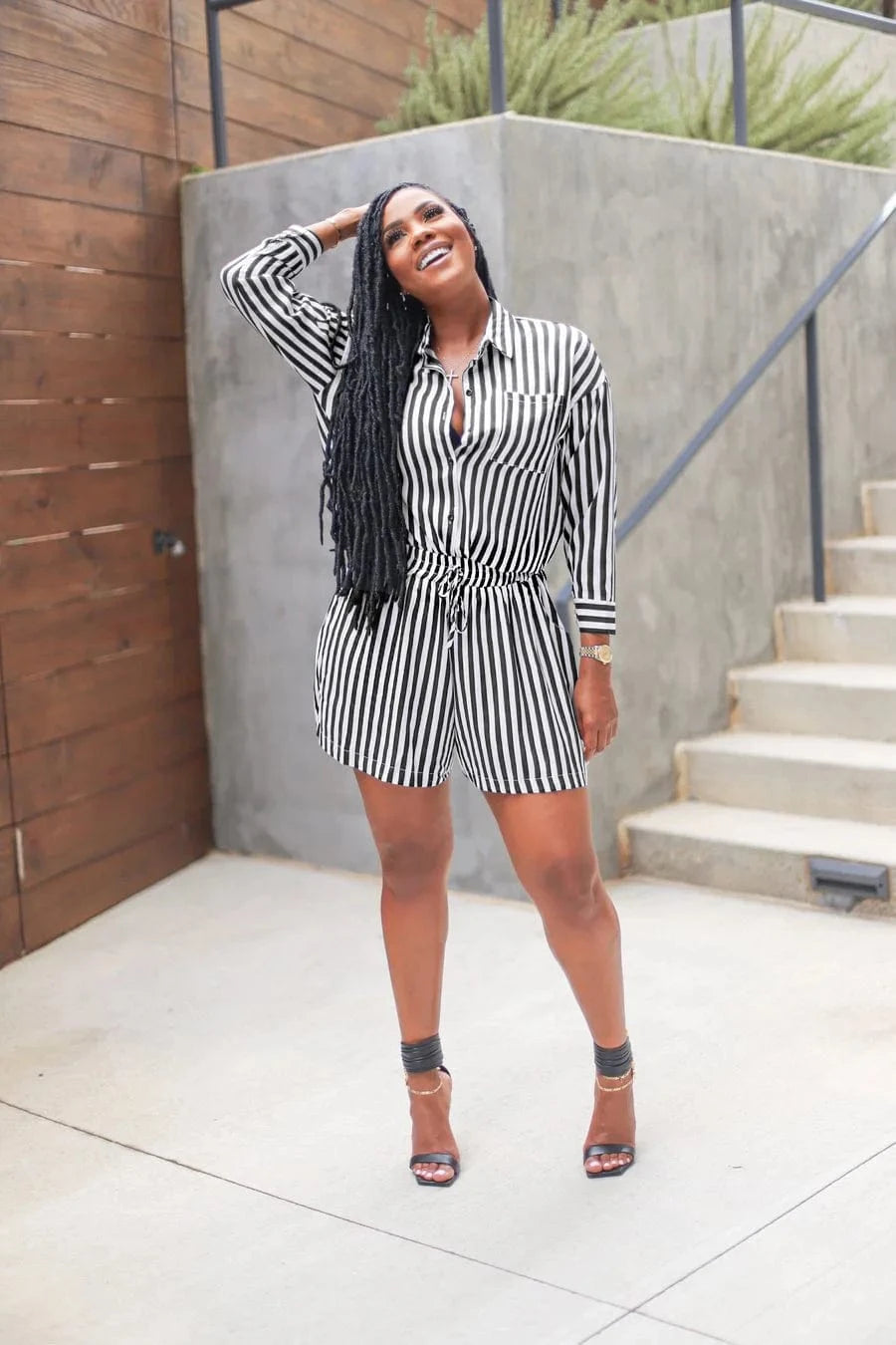 Women Summer Clothing Sexy Cardigan Loose Stripe Shirt Blouse and Pants Set