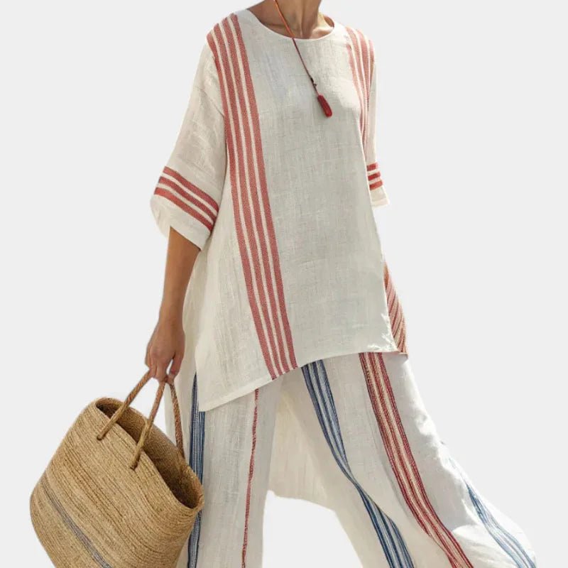 Women Summer Loungewear Suits Printing Loose Wide Leg Pants 2PCS Matching Set Half Sleeve O - Neck Pullover Top Outfit Streetwear - SN Wigs & More