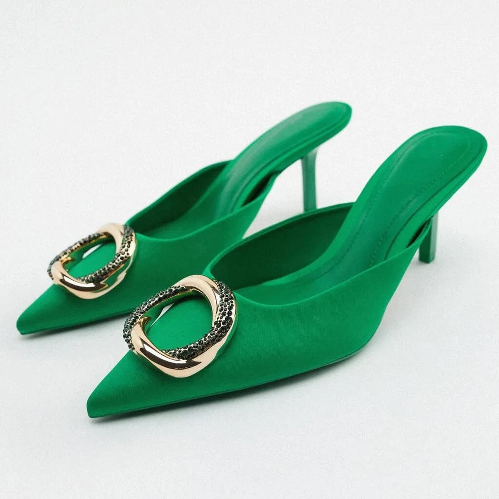 Women Summer New Fashion Casual Pointed Toe High Heels Sandals Wrap Toe Dress Sandals For Ladies