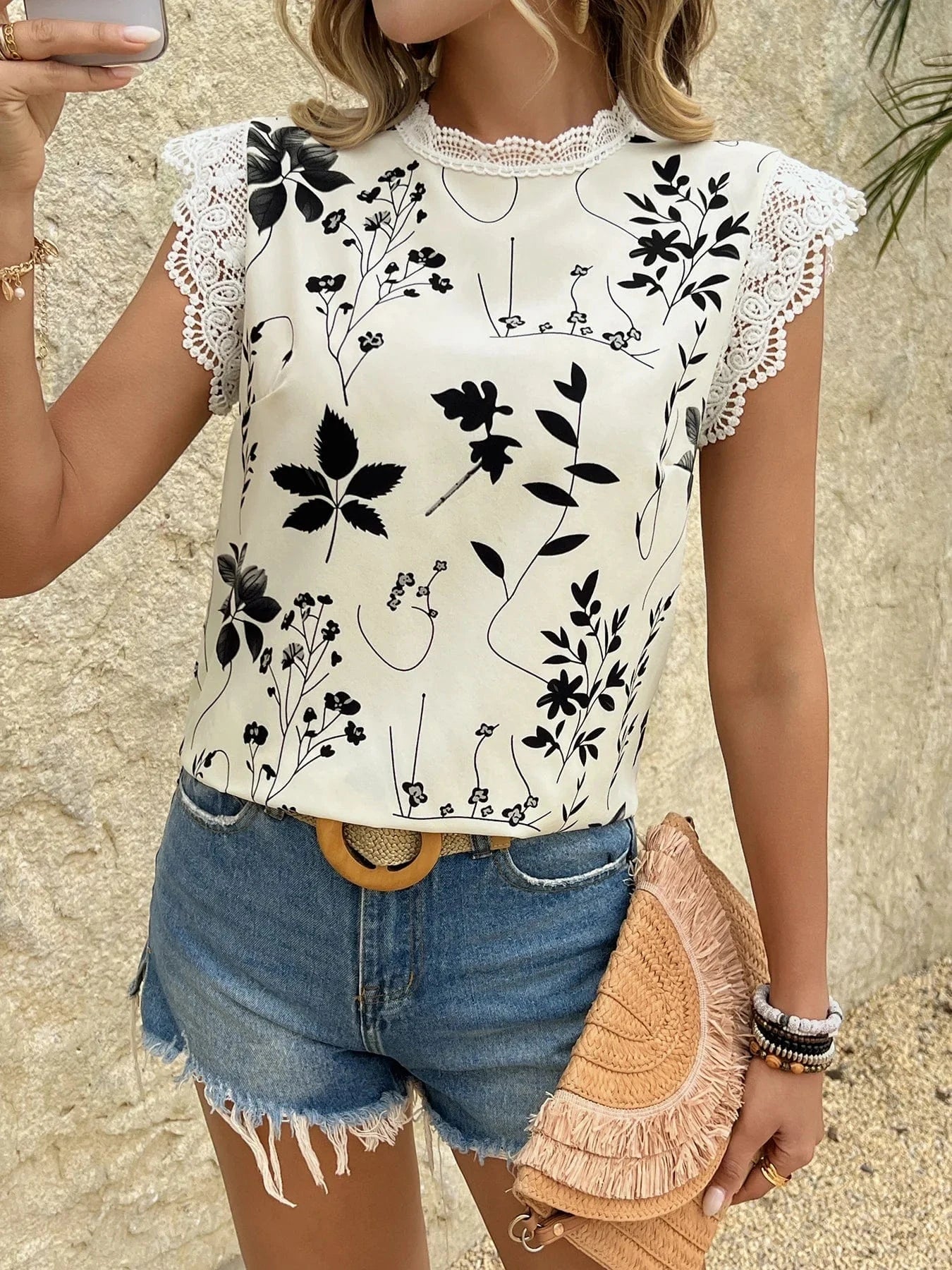 Women Summer New Lace Splicing Sleeveless Shirt Top Sexy Fashion Cami Tank Tops