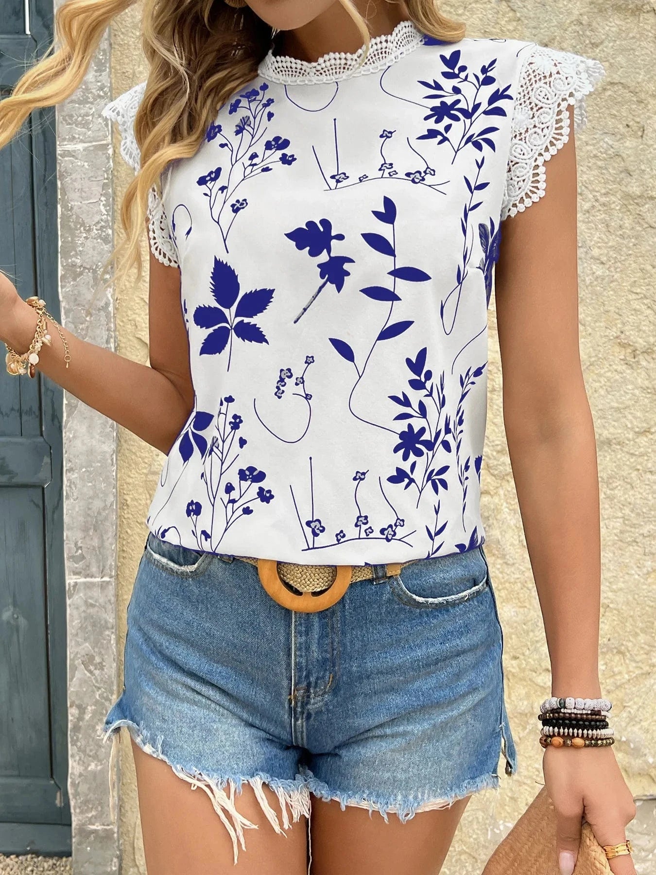 Women Summer New Lace Splicing Sleeveless Shirt Top Sexy Fashion Cami Tank Tops