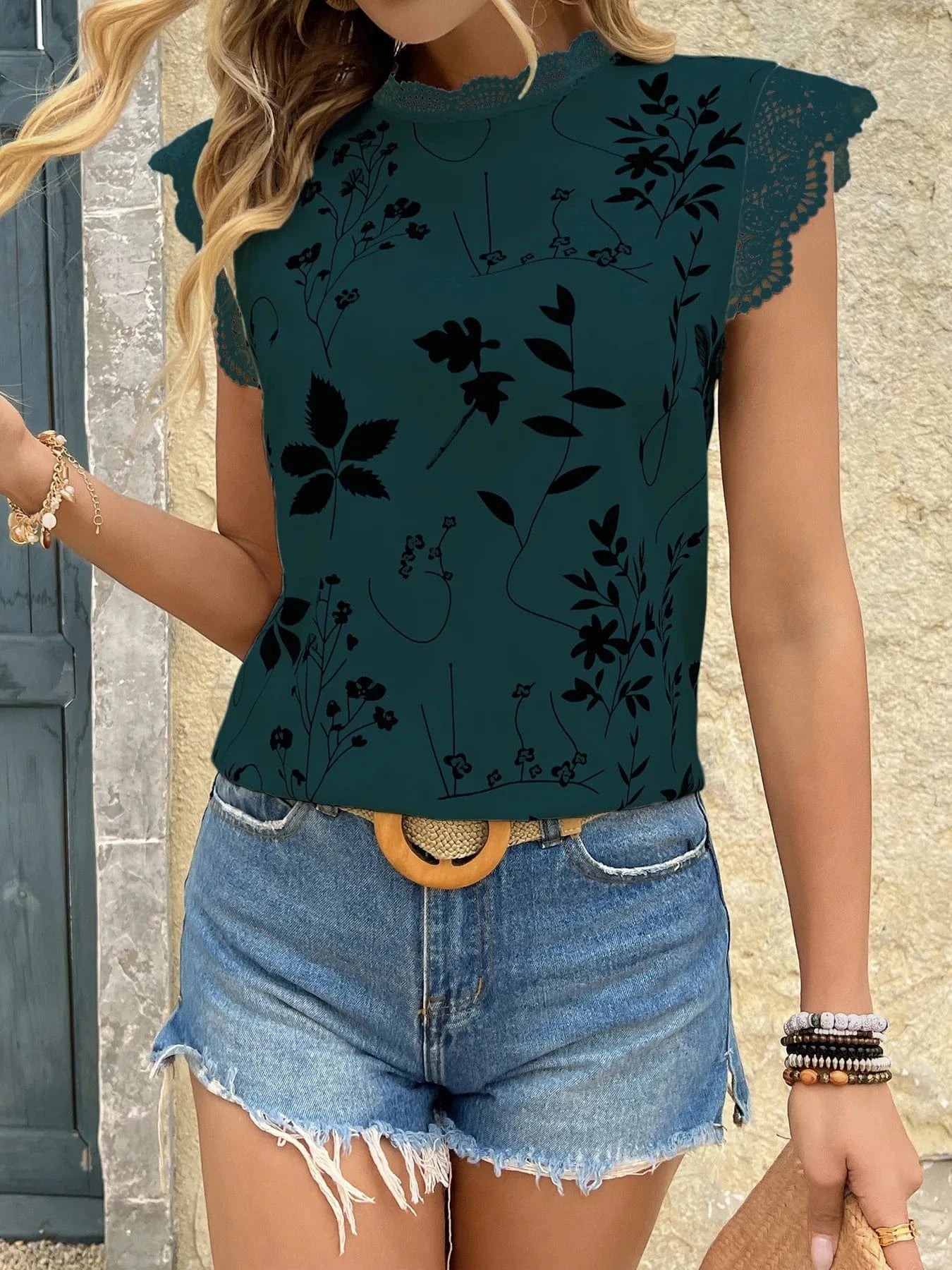 Women Summer New Lace Splicing Sleeveless Shirt Top Sexy Fashion Cami Tank Tops