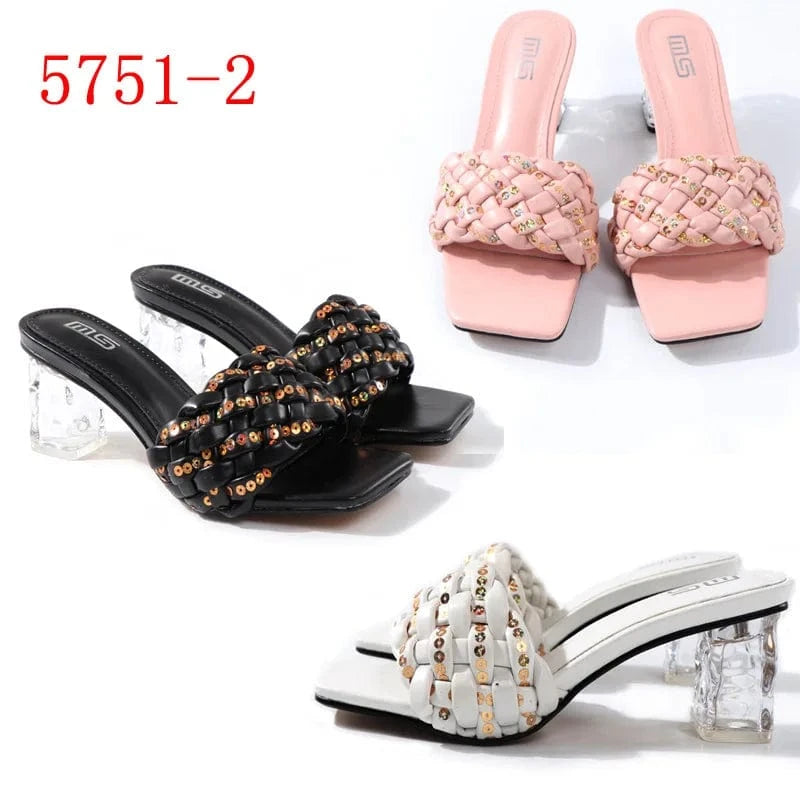 Women Summer Peep Toe Square Block Heels Sandals Transparent Heels Slippers