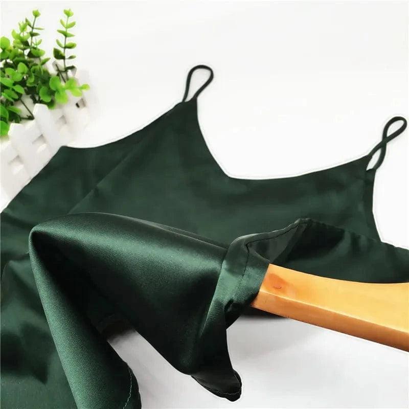 Women Summer Silk-Like Satin Tank Top Camisole Ladies Bottoming Shirt Sexy V-Neck Plain Camis 2024