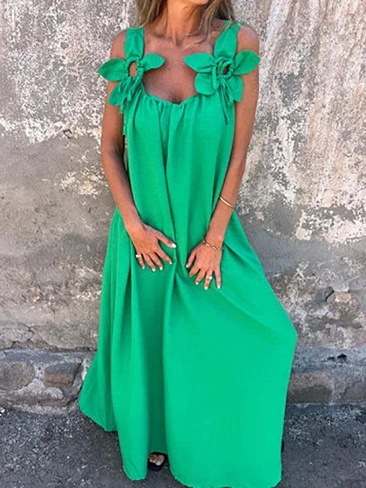 Women Summer Sleeveless Patchwork Party Dress, Solid O Neck Simple Fashion Maxi Dress, 2025 Loose Elegant Ladies Dress Vestidos - SN Wigs & More