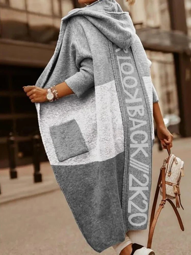 Women Sweater Hooded Long Sleeve Letter Printing Casual Spring Autumn Pocket Loose Ladies Cardigan Streetwear Dropshipping - SN Wigs & More